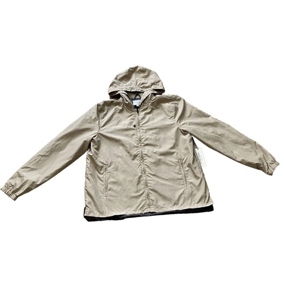 Five Four Men's Windbreaker Hooded Jacket w/ Pockets Lightweight Khaki Beige NWT - Picture 1 of 8